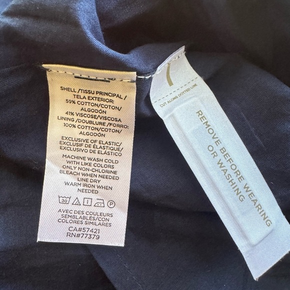 Ann Taylor Navy Smocked Scalloped Tiered Maxi Dress Sleeveless Cotton Blend | M - Picture 5 of 8